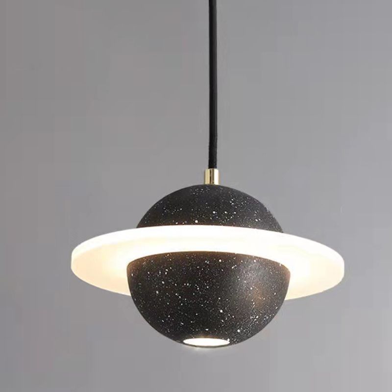 Modern Hanging Light Fixture 1-Light Stone Pendant Lamp with Acrylic Shade for Bedroom