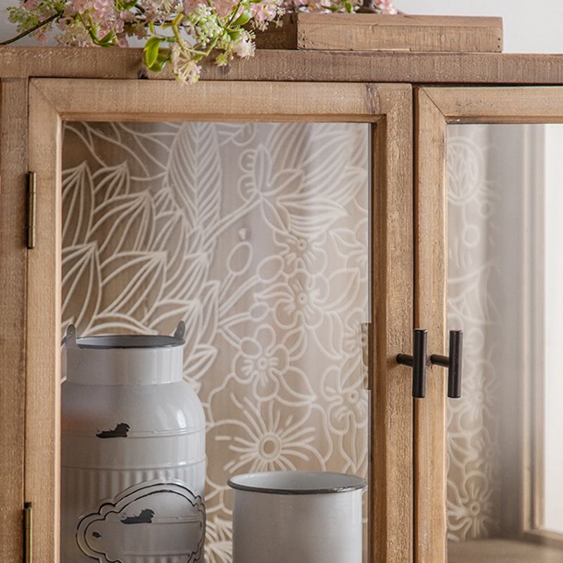 Modern Wood Curio Cabinet Glass Doors Storage Cabinet with Doors for Dining Room