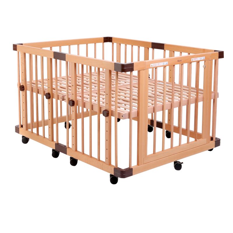 Baby Crib with Adjustable Height Convertible Nursery Bed with Guardrail