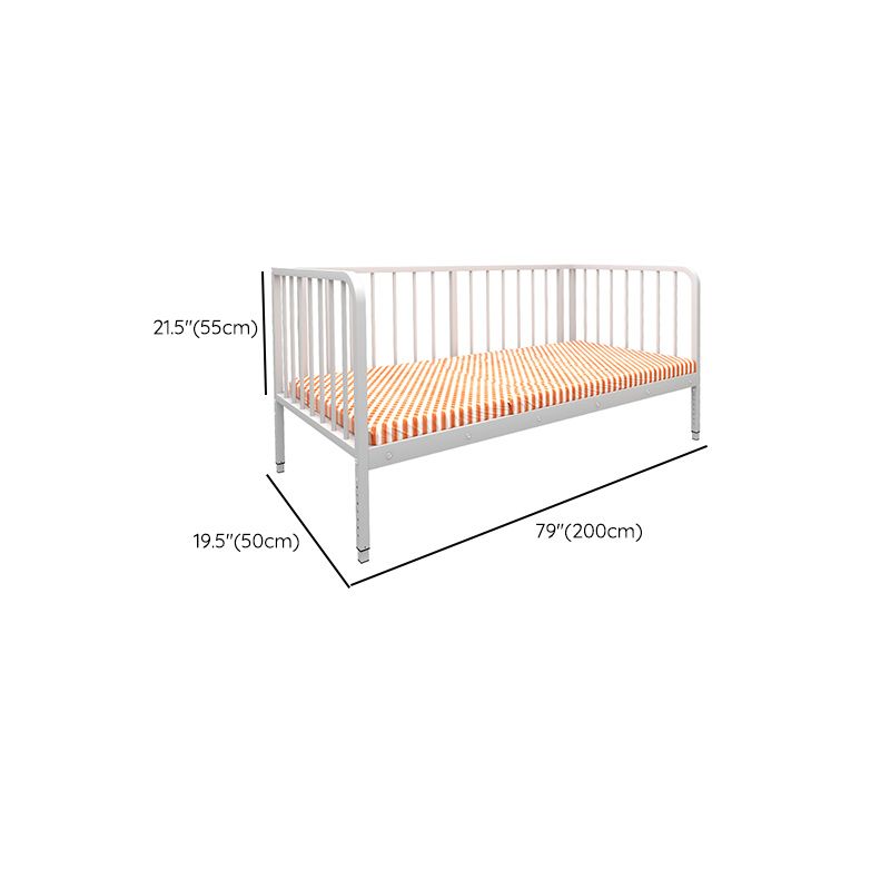 Contemporary Standard Bed White Metal Kids Bed with Guardrail