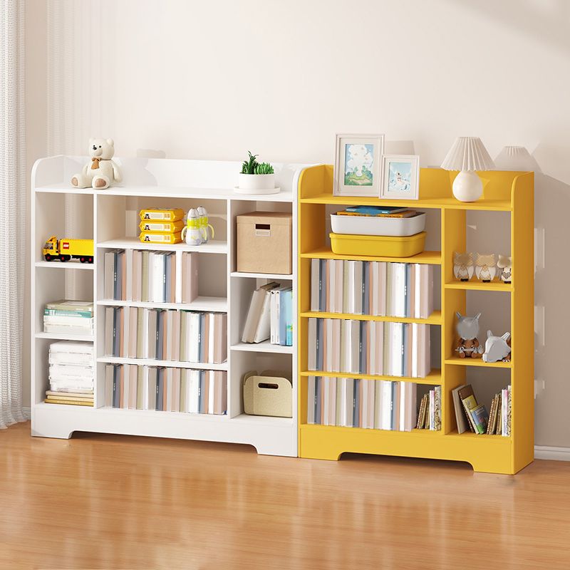 Modern Wood Book Shelf Freestanding Standard Kids Bookshelf in Blue/White/Yellow