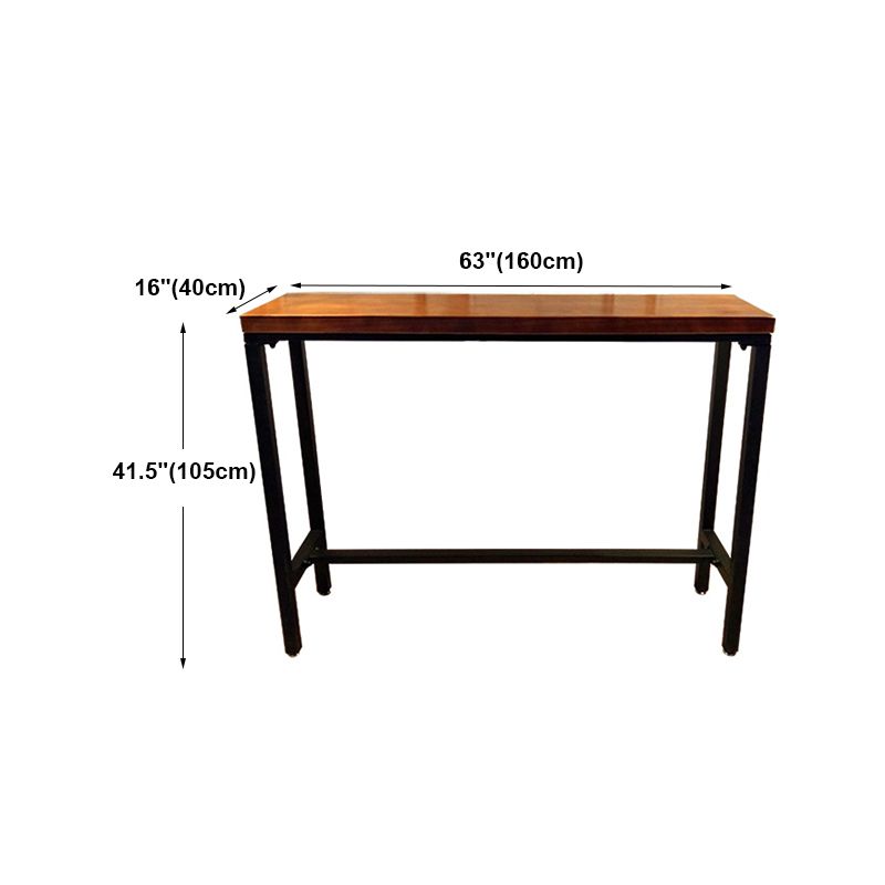 Brown Wood Bar Dining Table with Rectangle Table Top Trestle Table - 41.3" H