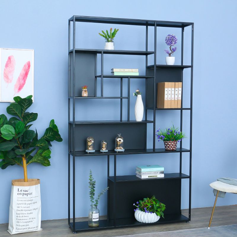 Metal and Wood Modern Book Shelf Open Floor Shelf Bookcase for Home