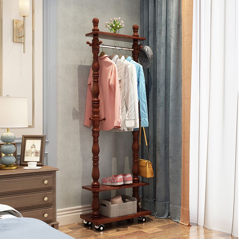 Contemporary Style Coat Hanger Solid Rubberwood Coat Rack for Bedroom