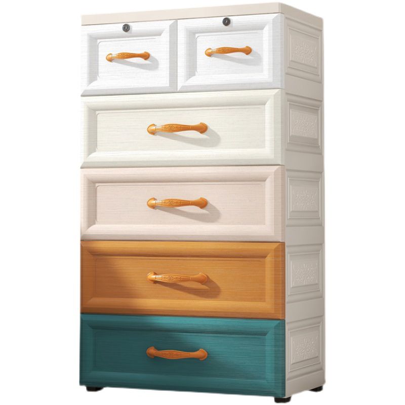 Scandinavian Vertical Kids Dressers Plastic Nursery Dresser with Drawers for Home