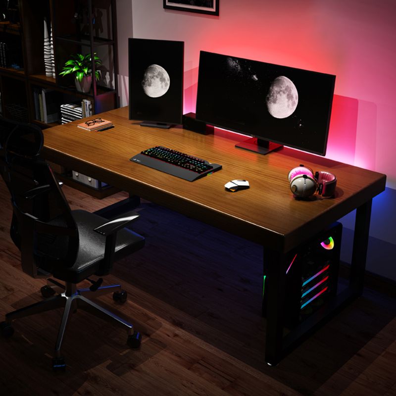 Contemporary Solid Wood Computer Desk Sled Base 29.53" Tall Gaming Desk