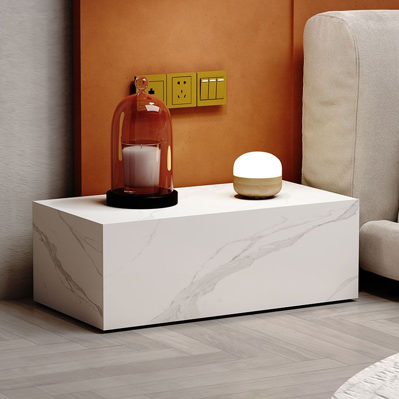 Glam Marble Accent Table Nightstand Bedside Cabinet with Drawers