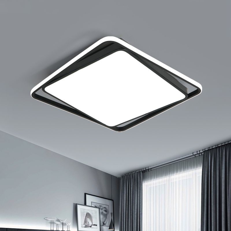 Modern Metal LED Flush Mount Square Shape Ceiling Light with Acrylic Shade for Living Room