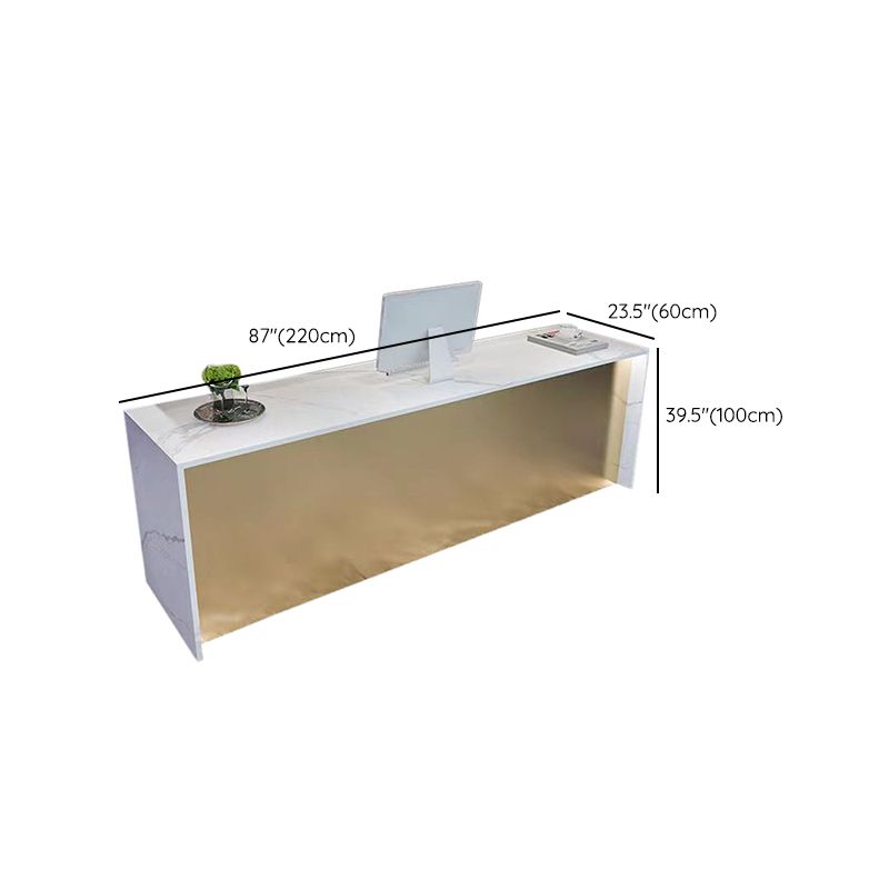 Contemporary White Marble Rectangle Bar Table for Kitchen Dining Room