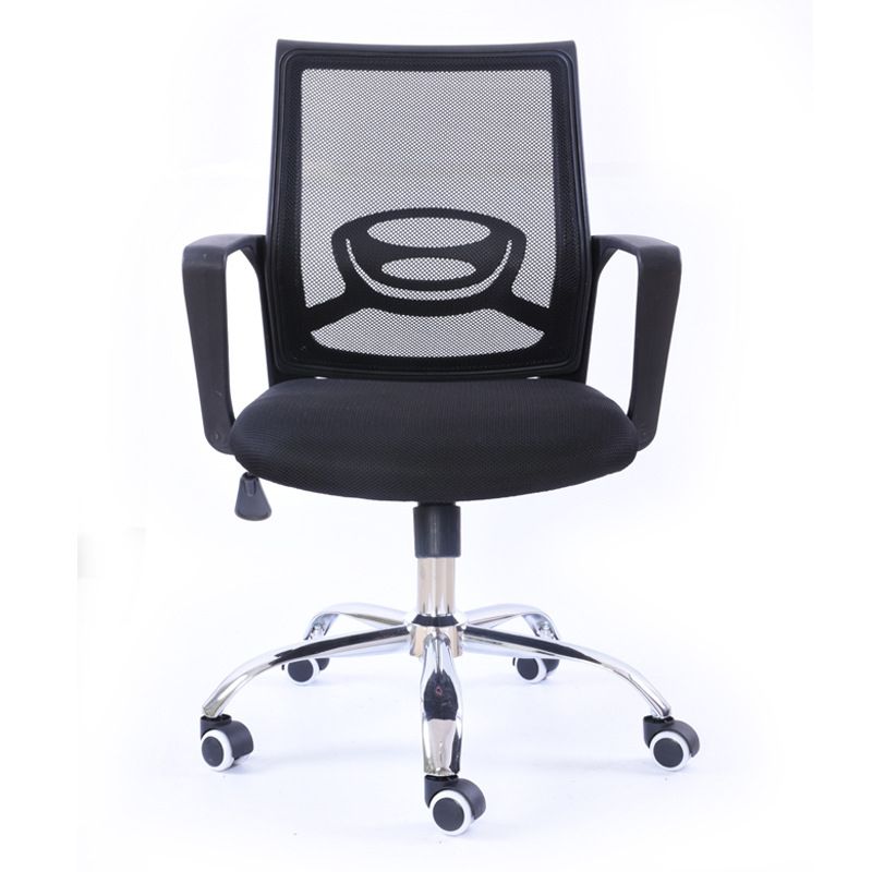 Contemporary Arm Chair Fixed Arms Mid-back Mesh Black Office Chair