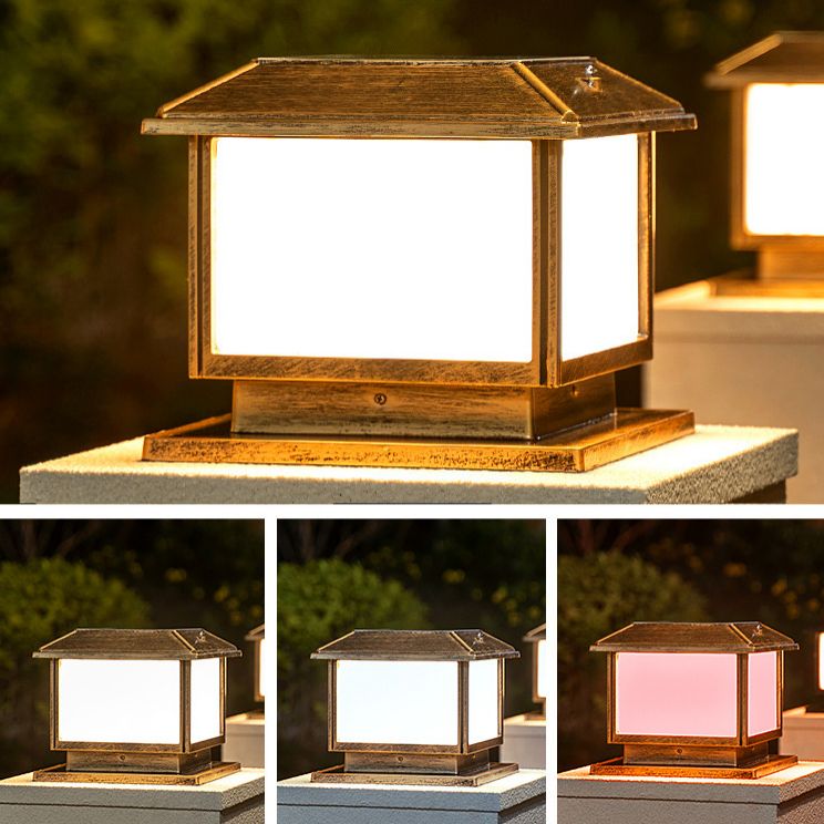 Modern Pillar Lamp Simple Solar Lamp with Acrylic Shade for Backyard