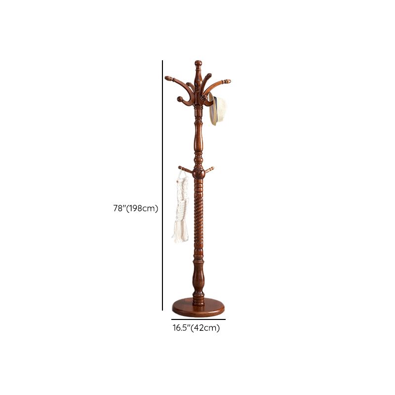 Solid Wood Entry Coat Rack Traditional Style Simple Living Room Floor Coat Hanger