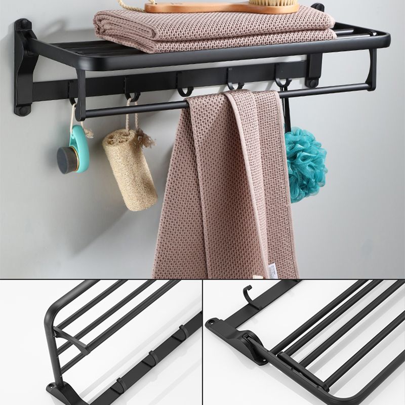 Contemporary Bathroom Accessory Set Black Finish Robe Hooks/Towel Ring Bar