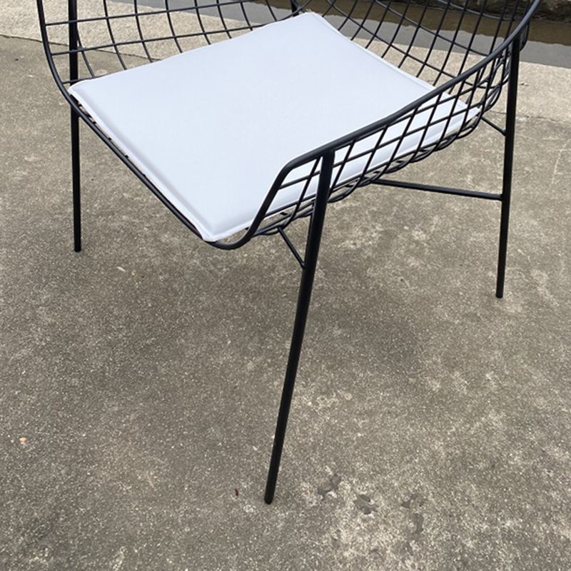 Iron Patio Dining Chair Contemporary Black/White Dining Armchair