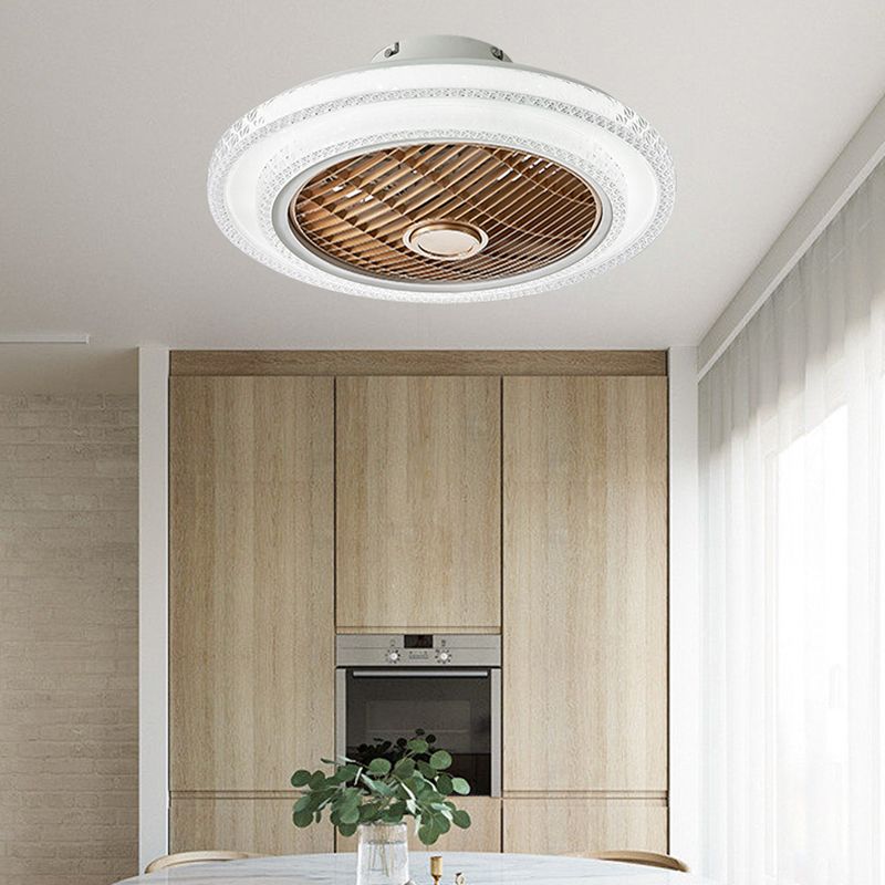 Modern Polished Ceiling Fan Lamp Metallic LED Ceiling Fan Light for Living Room