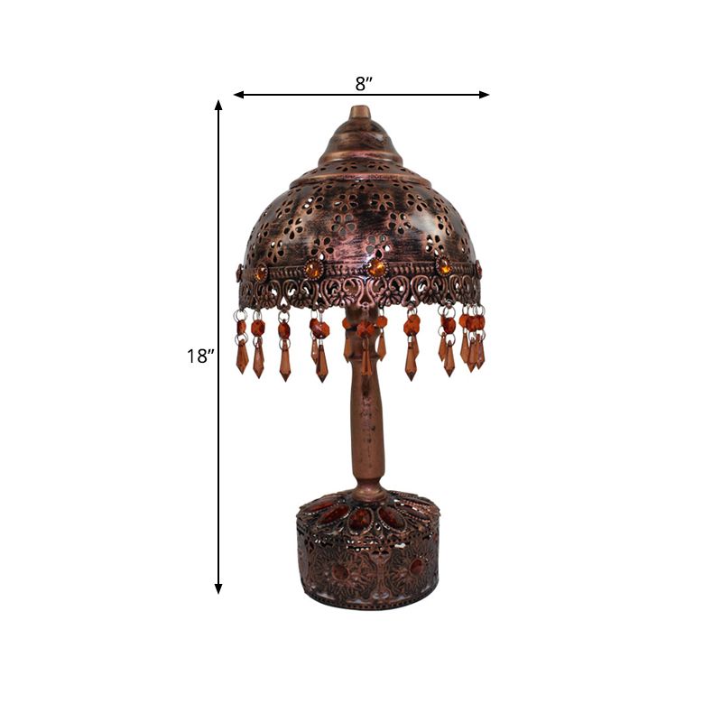 Metal Copper Nightstand Lighting Bowl 1 Head Art Deco Night Table Lamp for Living Room