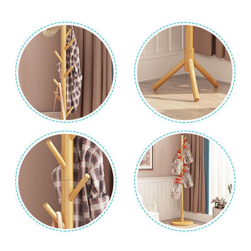 Brown Engineered Wood Hall Tree Entry Hall Tree with Hooks Coat Hanger