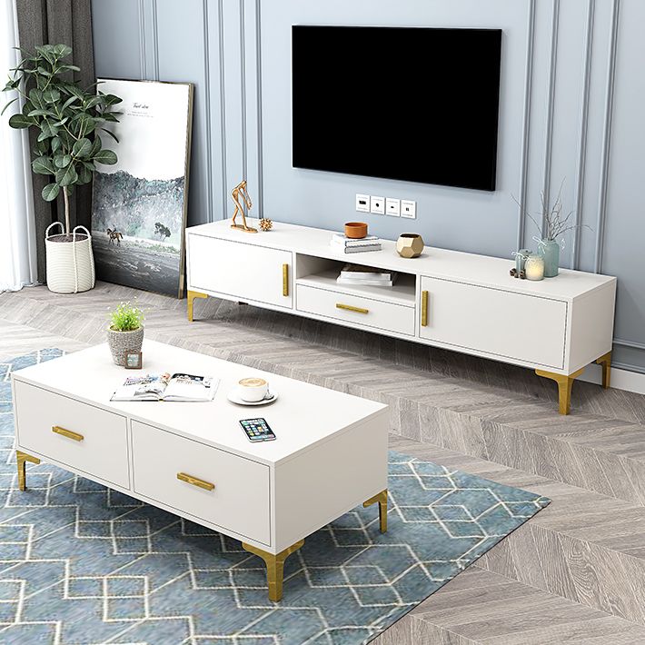 Luxury Wooden TV Console Home Rectangle TV Cabinet with Splayed Legs