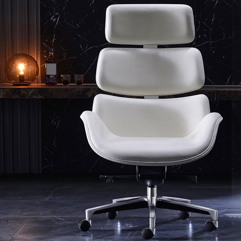 Armless Modern Office Chair Leather Tilt Mechanism No Distressing Ergonomic Desk Chair