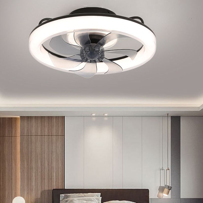 Metal Round Shape Ceiling Fans Modern Style 2 Lights Ceiling Fan Fixtures