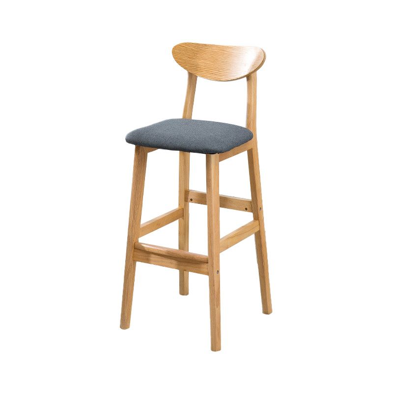 Scandinavian Oak Wood Upholstered Barstool Matte Finish Footrest Stool