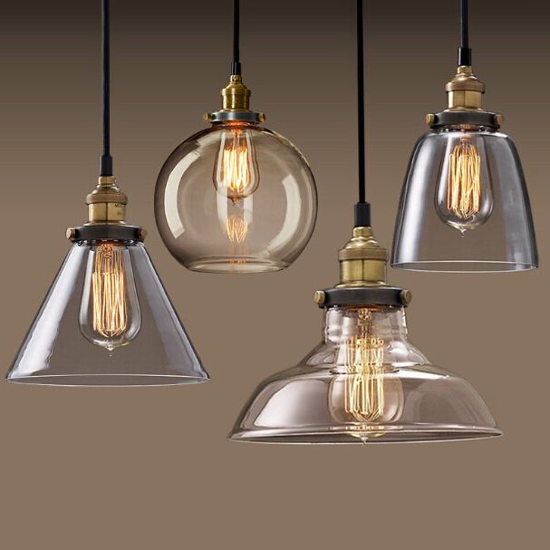 Classic Industrial Style Pendant Light Glass 1 Light Pendant Light Kit