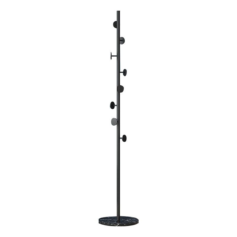 Modern Style Coat Rack Metal Frame Marble Pedestal Hooks Design Rod-shaped Coat Rack