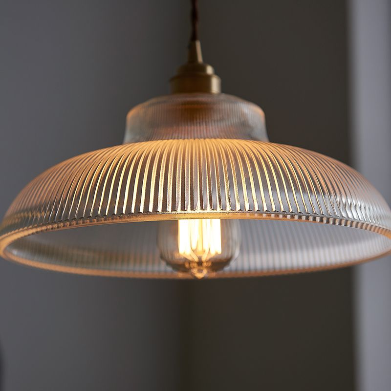 Retro Industrial 1 Light Pendant Prismatic Clear Glass Dome Pendant Lamp for Coffee Shop