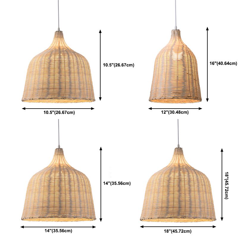 1 Light Modern Style Pendant Light Bamboo Hanging Lamp Fixture for Living Room