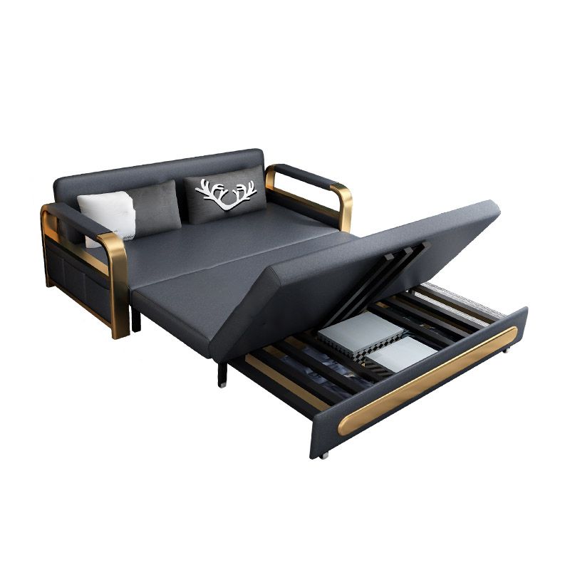 Glam Upholstered Futon and Mattress Square Arms Folding Futon Frame