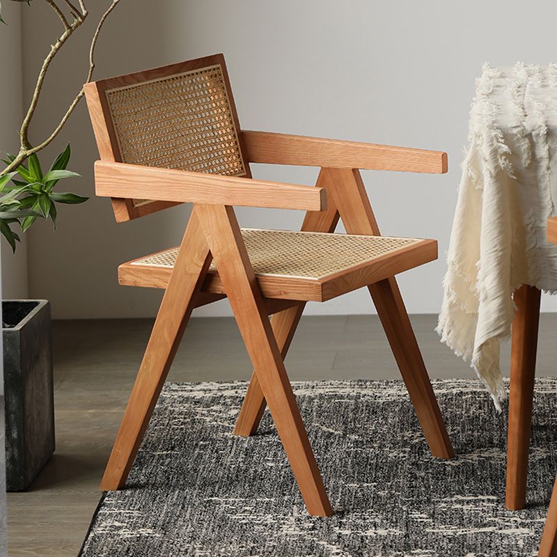 Modern Style Dining Chair Wooden Open Back Arm Chair for Home