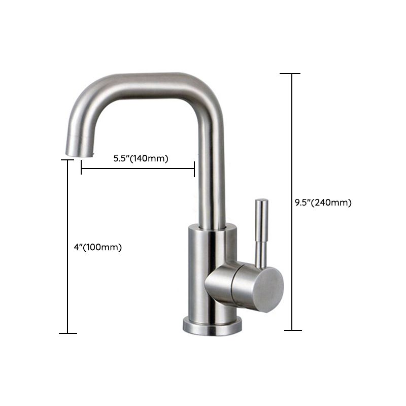 Stainless Steel Kitchen Faucet Single Handle Gooseneck Faucet