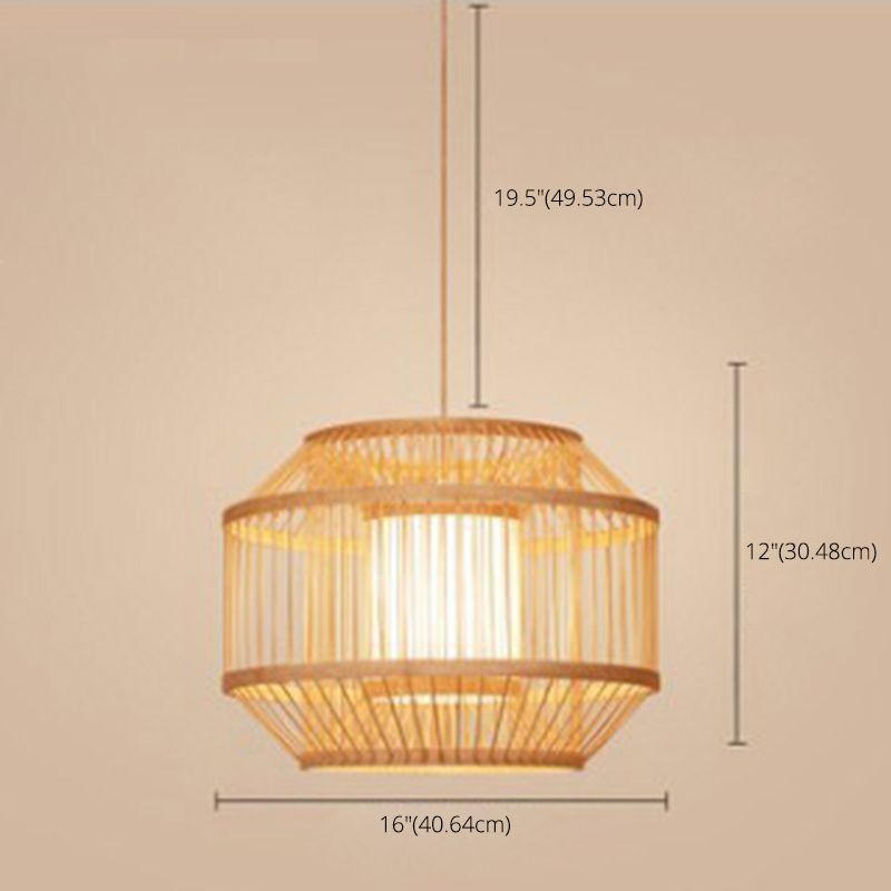 Birgin Bambou Bamboo tissage Éclairage Pendentif Pendre de style japonais Shade 1-Light Suspended Lampe