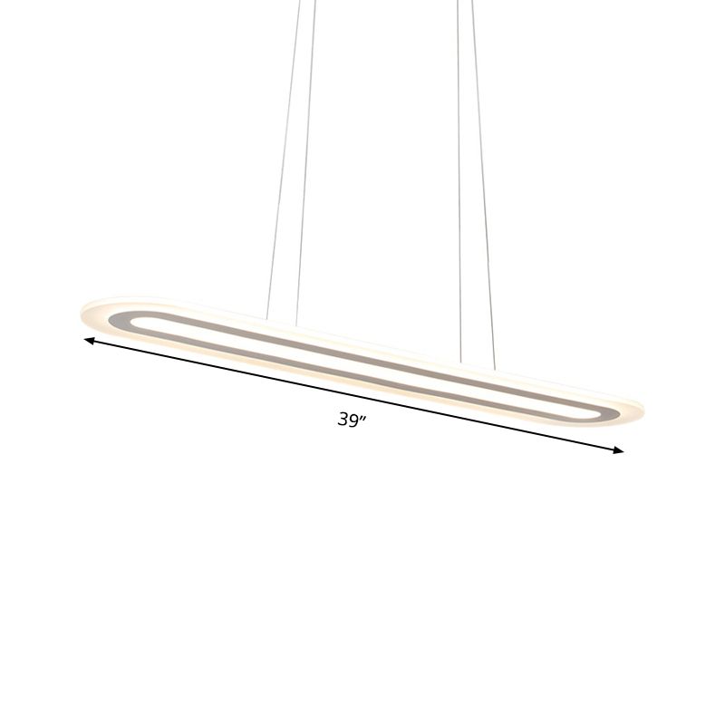 White Oval Ceiling Pendant Simplicity LED Acrylic Hanging Lamp Kit in Warm/White/Natural Light, 16"/23.5"/31.5" Wide