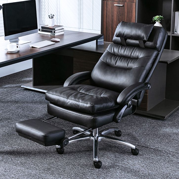 Modern Padded Arms Chair Leather Tilt Mechanism No Distressing Ergonomic Desk Chair