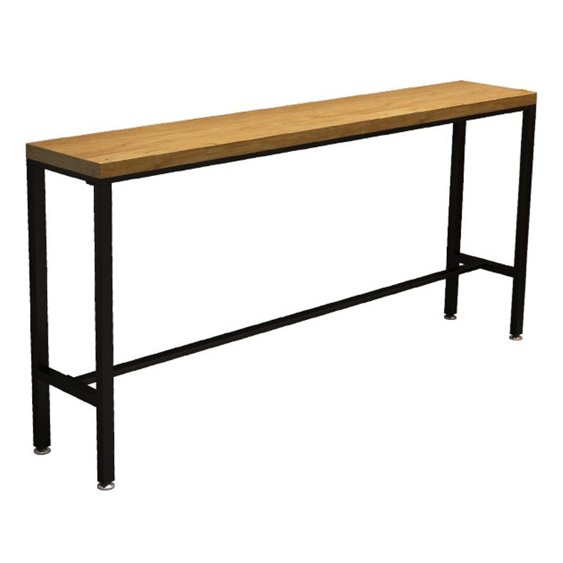 Pine Wood Bar Dining Table Industrial Bar Dining Table with Trestle Base in Black