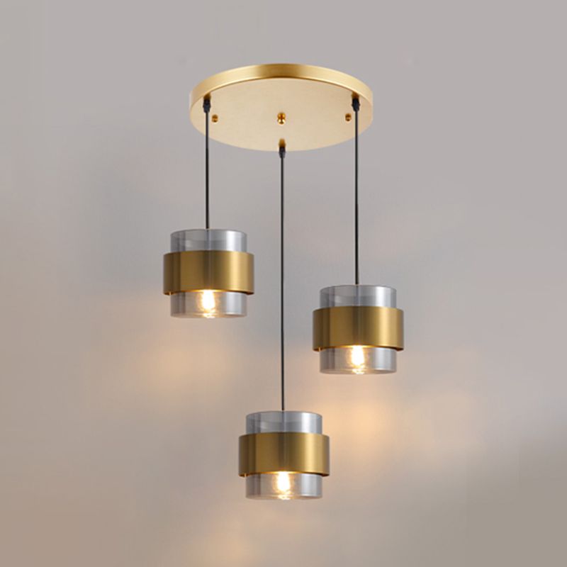 Postmodern Ceiling Lamp Cylinder Shape Bulb Pendant Light with Glass Shade for Bedroom