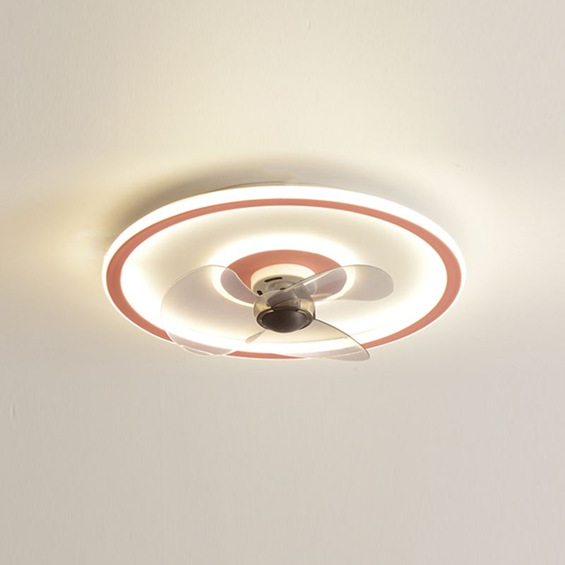 Circular Dinner Ceiling Fan Light Metal Minimalist LED Flush Mount Ceiling Lighting