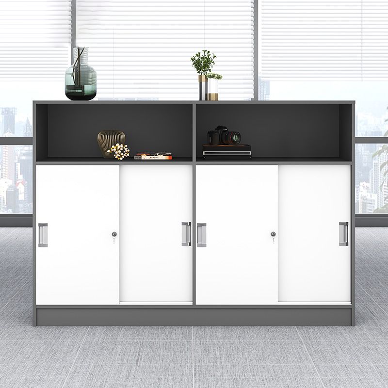 Modern Locking File Cabinet Wooden Contrast Panel File Cabinet for Home Office