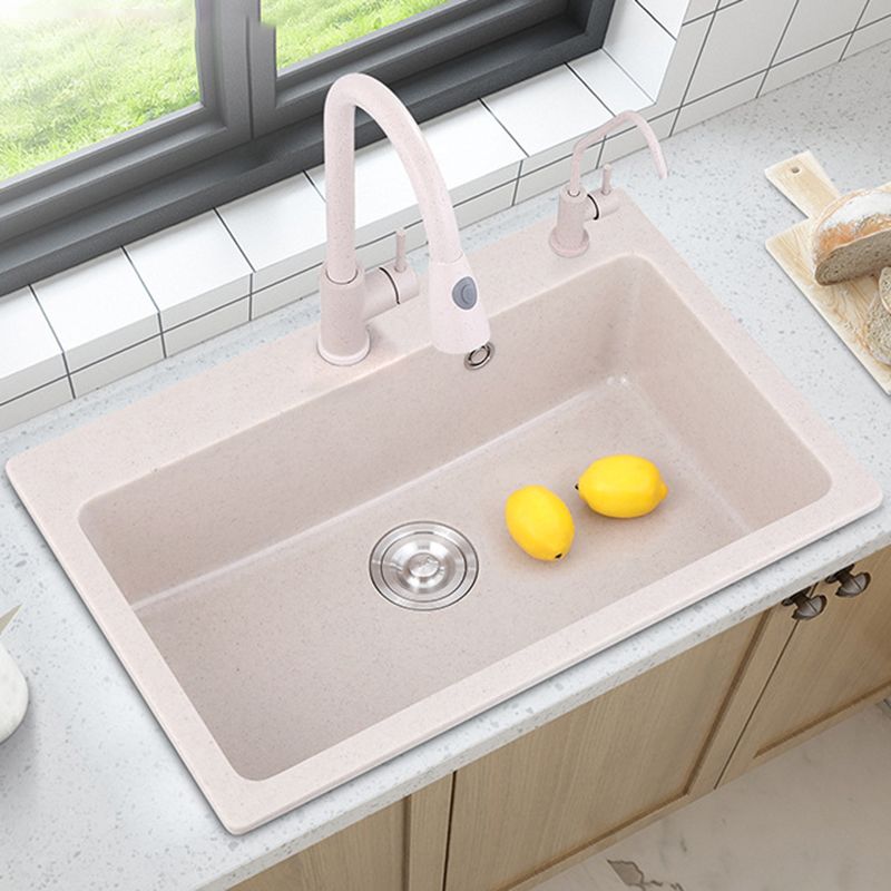 Drop-In Quartz Kitchen Sink Single Bowl Kitchen Sink in White