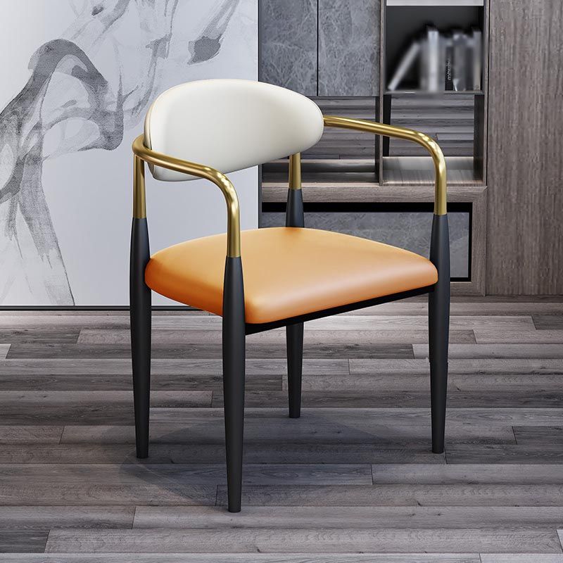 Modern Style Arm Chair Leather Open Back Dining Chair for Dining Room