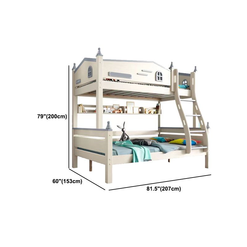 Contemporary White Standard Bunk with Guardrails in Pine Wood