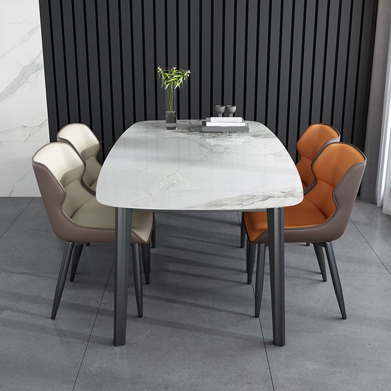 Modern Style Faux Leather Dining Chairs Metal Armless Dining Chair