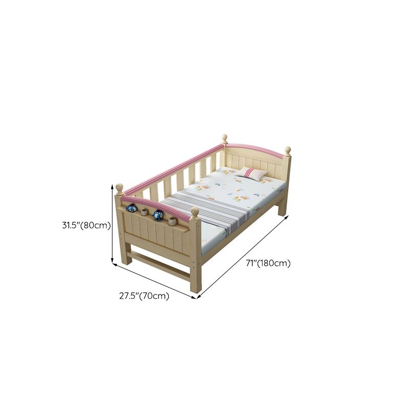 Solid Wood Kids Bed Beech Scandinavian Kids Bed with Guardrail in Natural