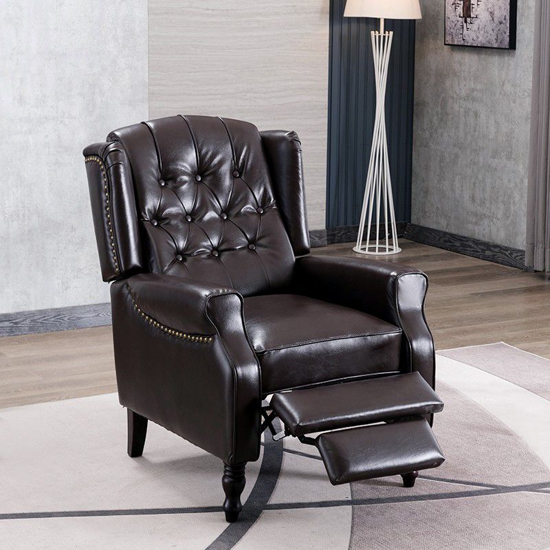 Classic Leather Recliner Chair Solid Color Standard Recliner