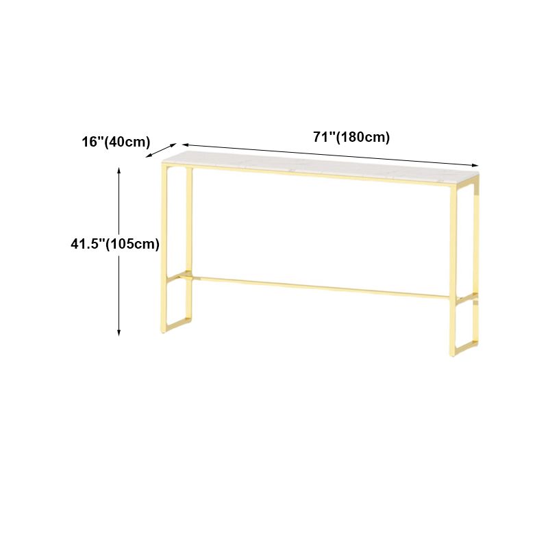 Glam Counter Table Marble Rectangle Top Trestle Table - 41.3" H