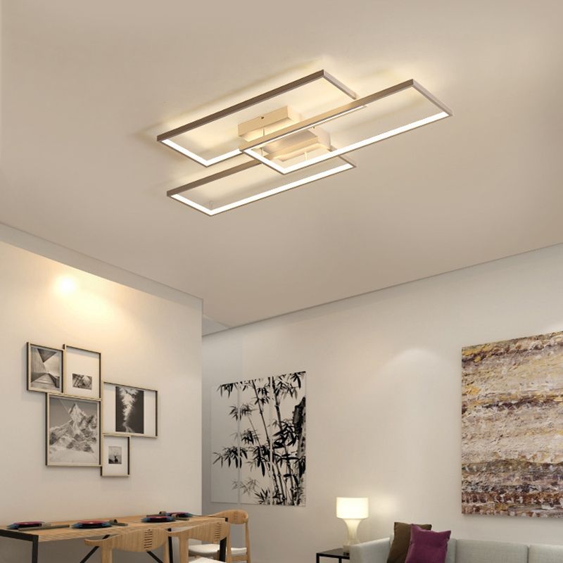 Modern Rectangle Shape Flush Mount Light Fixtures 3 Light Flush Mount Ceiling Light