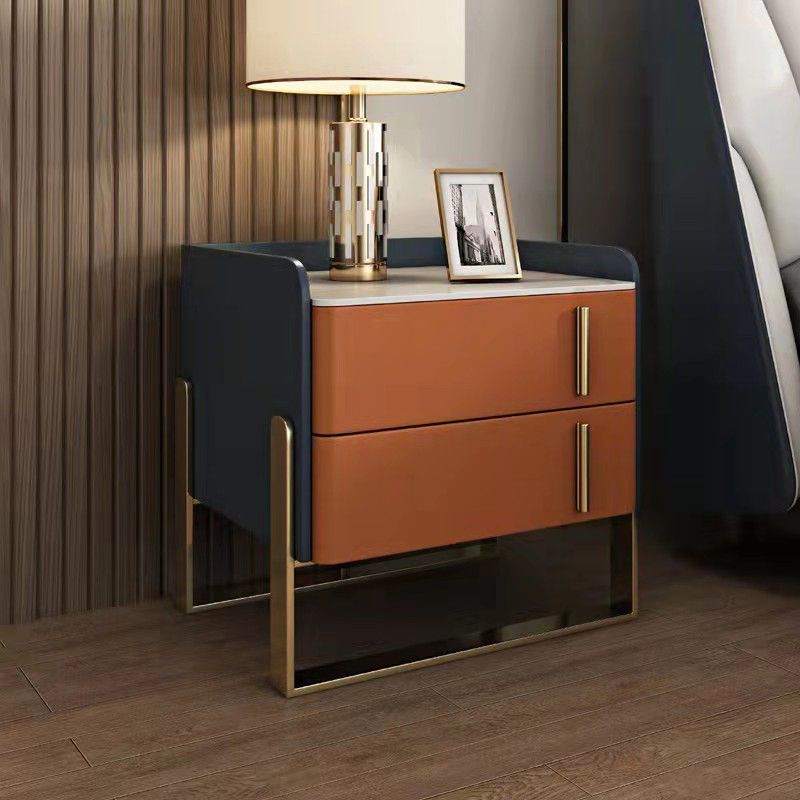 Modern Stone Top Night Stand 19.68" Tall 2 - Drawer Nightstand