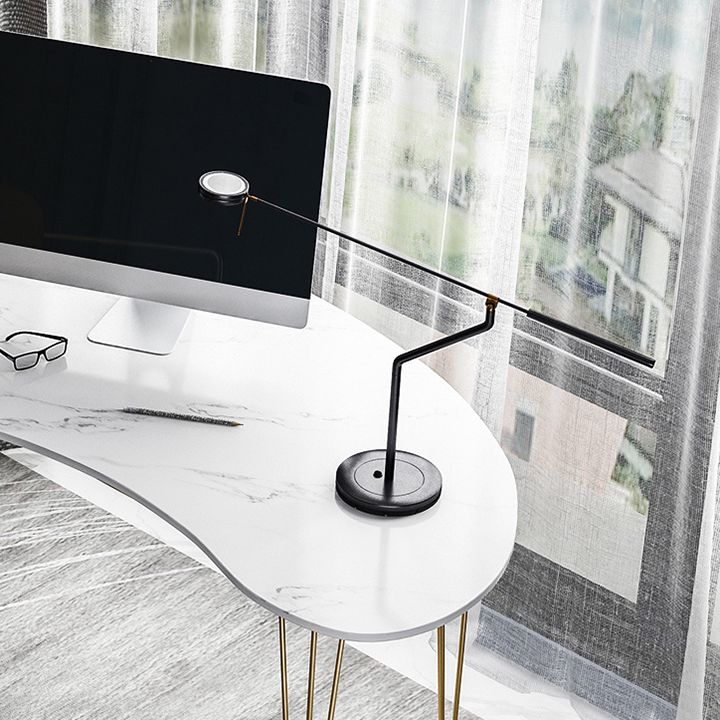 Contemporary Marble Computer Desk for Home 30"H Desk with Metal Legs