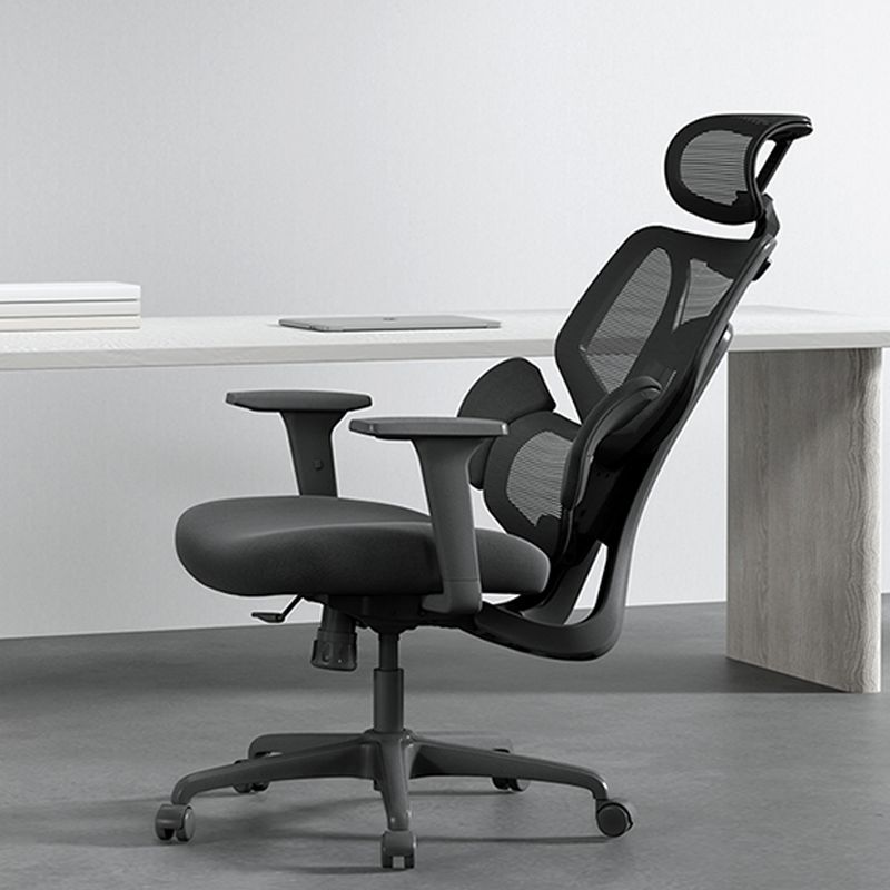 Adjustable Arm Office Chair Modernism Black Desk Chair with Wheels